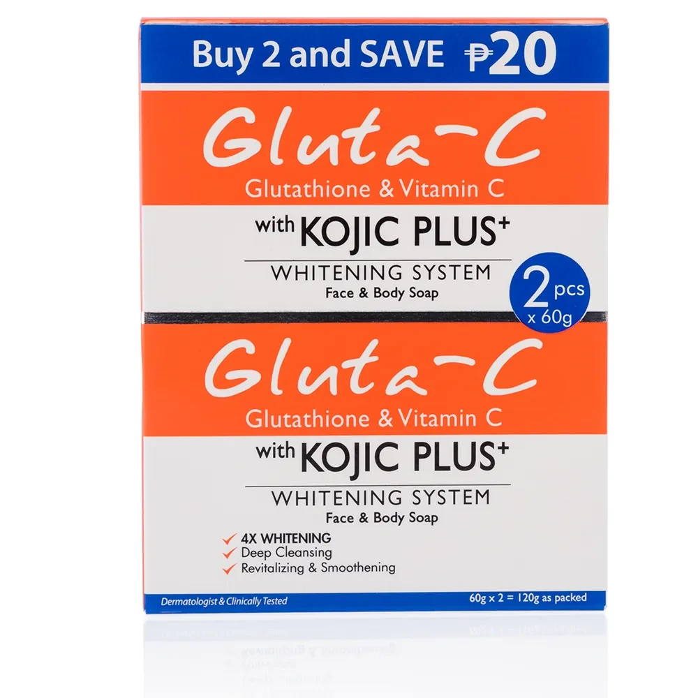 2 Pack Gluta-C Face and Body Soap with Kojic Plus + Whitening System