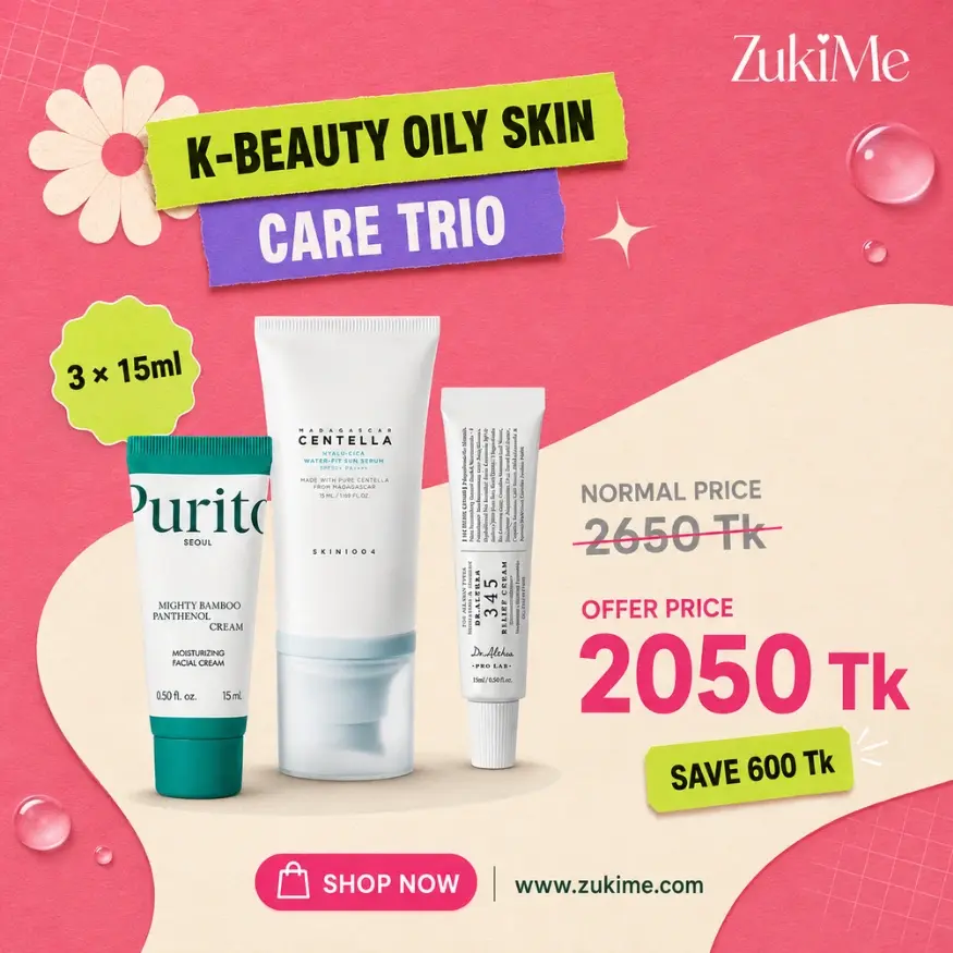 K-Beauty Oily Skin Care Trio – 3-Piece Mini Skincare Combo (15ml Each)