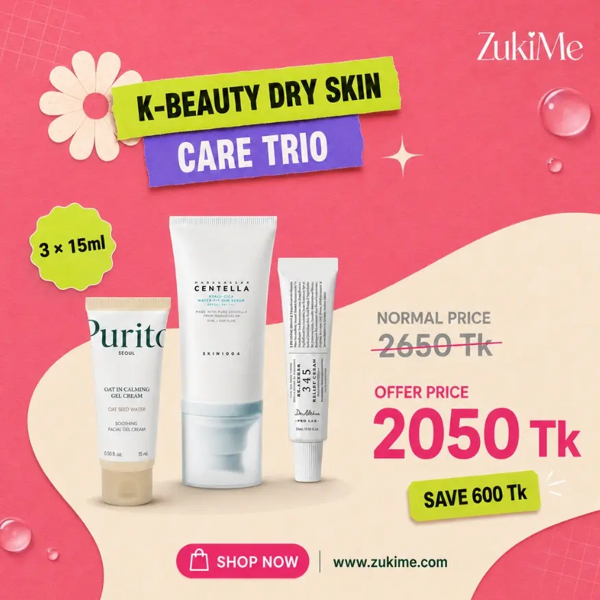 K-Beauty Dry Skin Care Trio – 3-Piece Mini Skincare Combo (15ml Each)