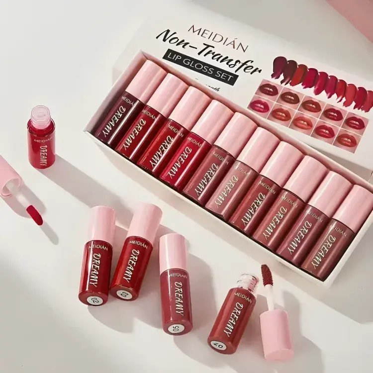MEIDIÁN Non-Transfer Matte Lip Gloss Set - 10 Pcs Combo Pack